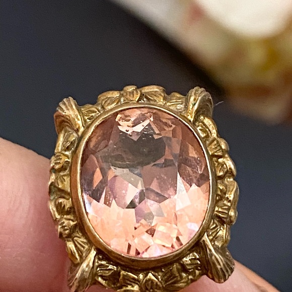 Vintage Morganite Glass 925 Clip On Earrings - Picture 12 of 16